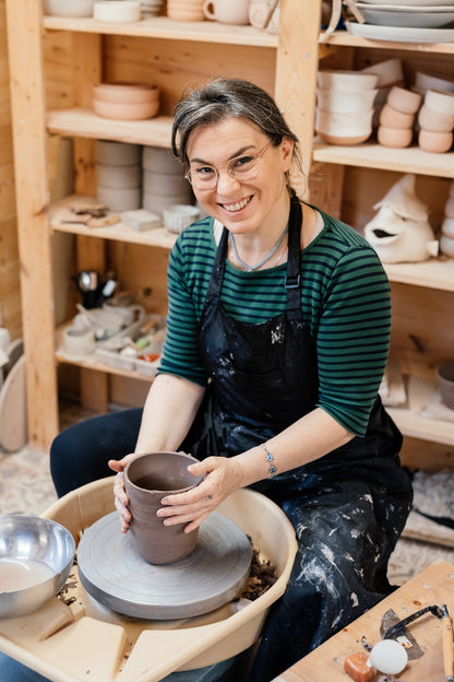 Handgemachte französische Butterdose – Meeresglasur, Amazing roze, Leinenweiß